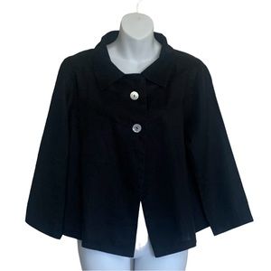 Vintage Heydari Women’s Black Linen Boxy Lagenlook Jacket Size Medium